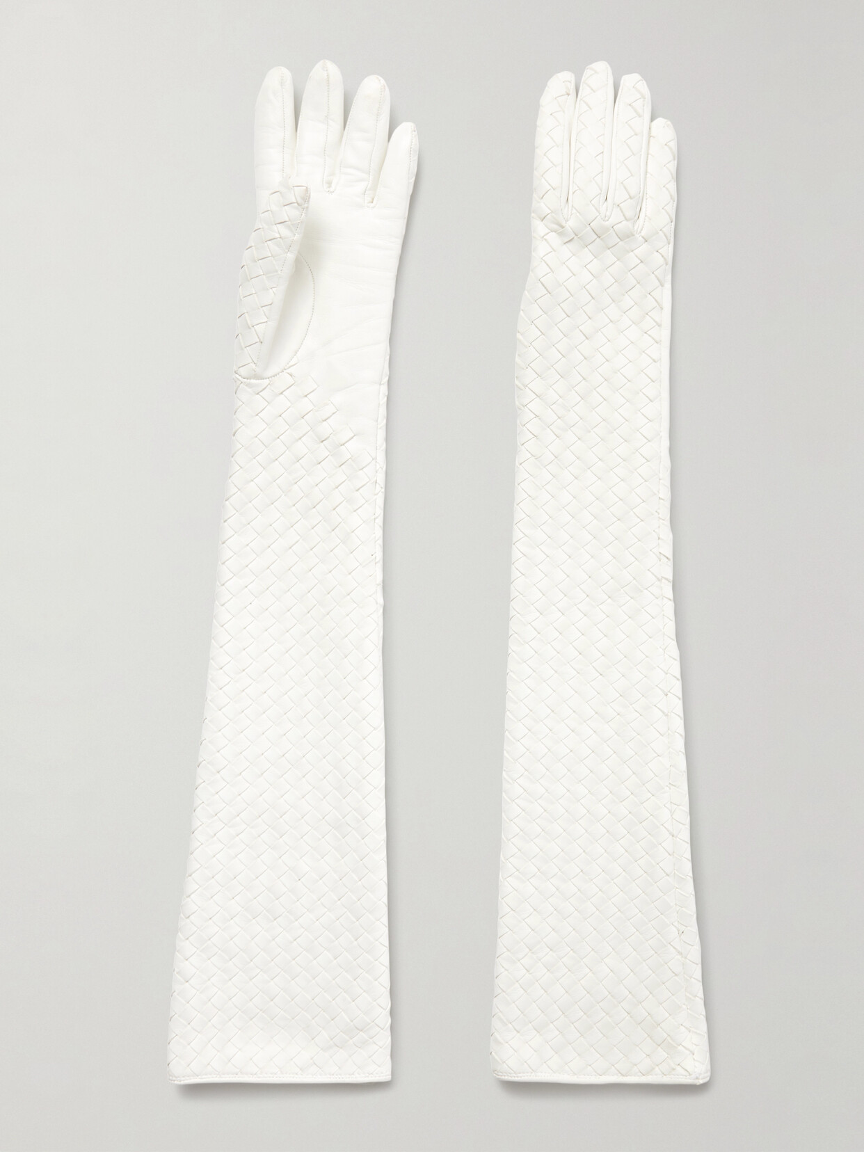 Bottega Veneta Intrecciato Leather Gloves In White