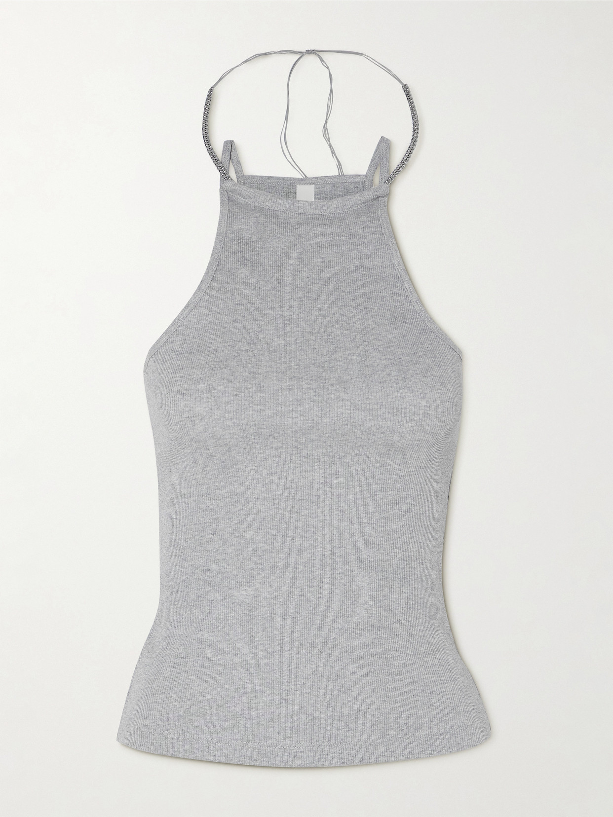 Dion Lee - Barball Bead-embellished Ribbed Organic Cotton-jersey Tank - Gray