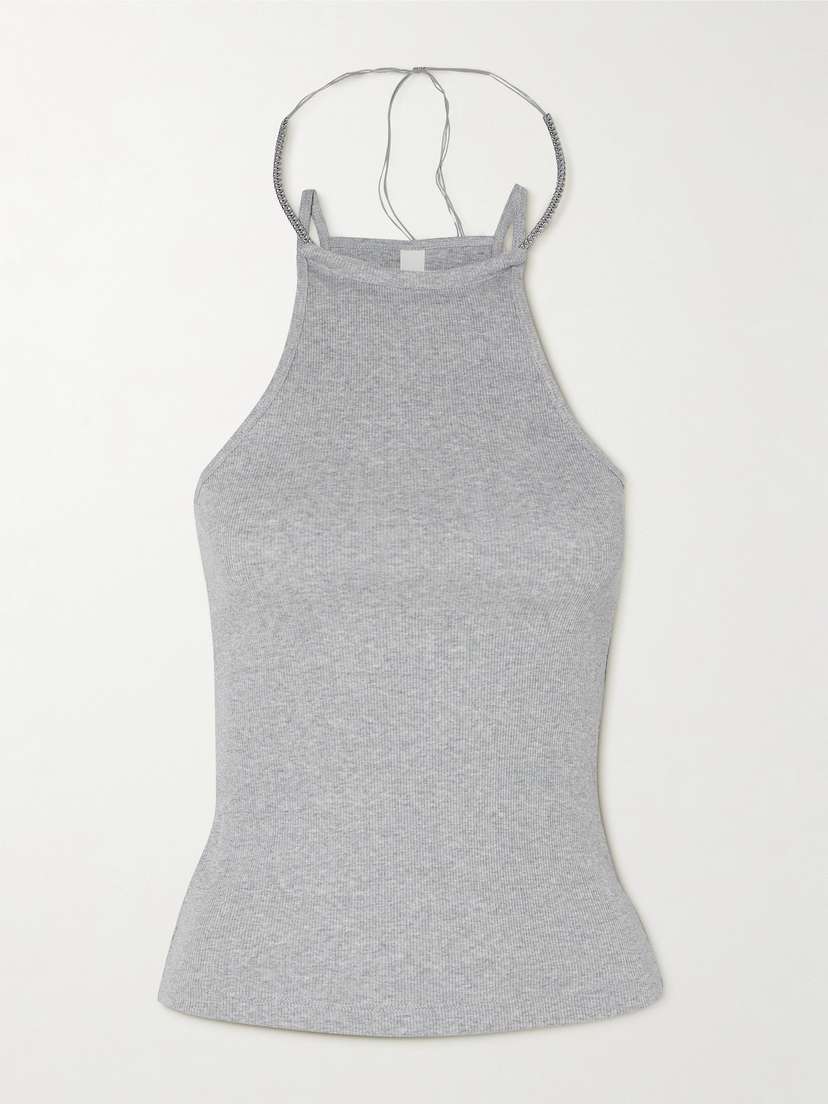 Dion Lee Barball Bead-embellished Ribbed Organic Cotton-jersey Tank