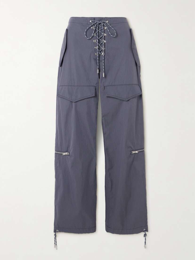Dion Lee Lace-up Organic Cotton-blend Twill Wide-leg Pants