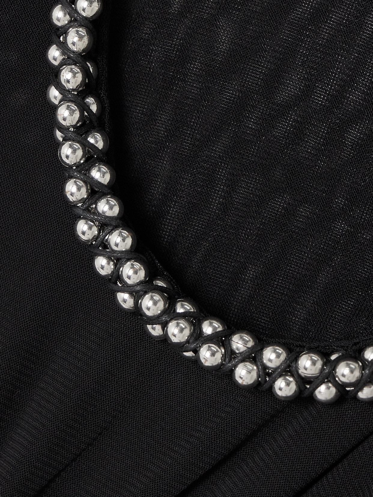 DION LEE BARBALL CUTOUT BEAD-EMBELLISHED MESH TOP