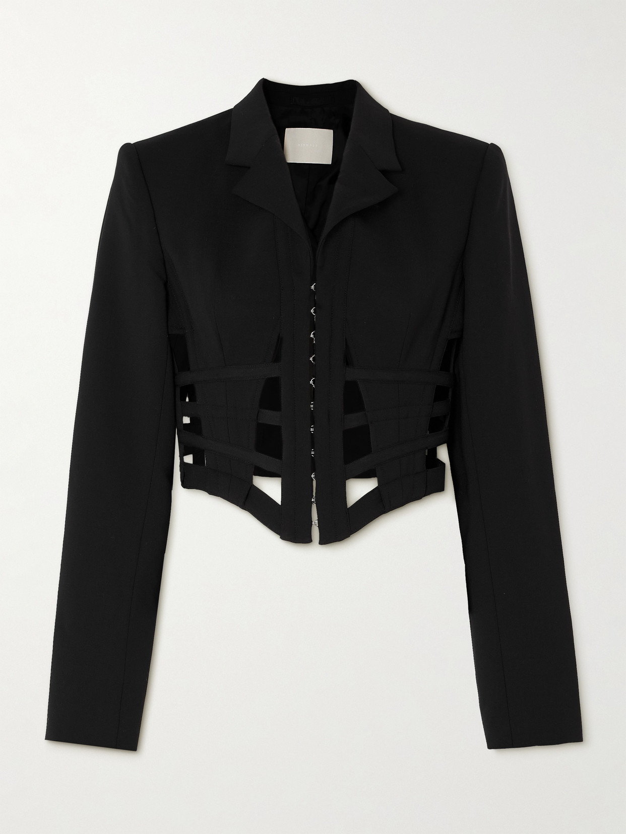 Shop Dion Lee Cage Grosgrain-trimmed Twill Blazer In Black