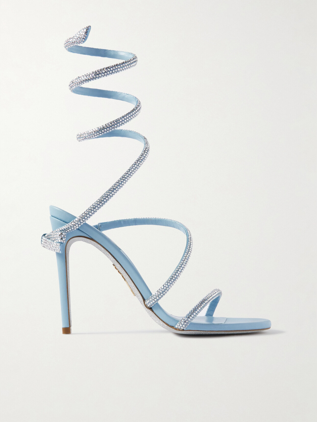 René Caovilla Cleo Crystal-embellished Satin Sandals - Blue