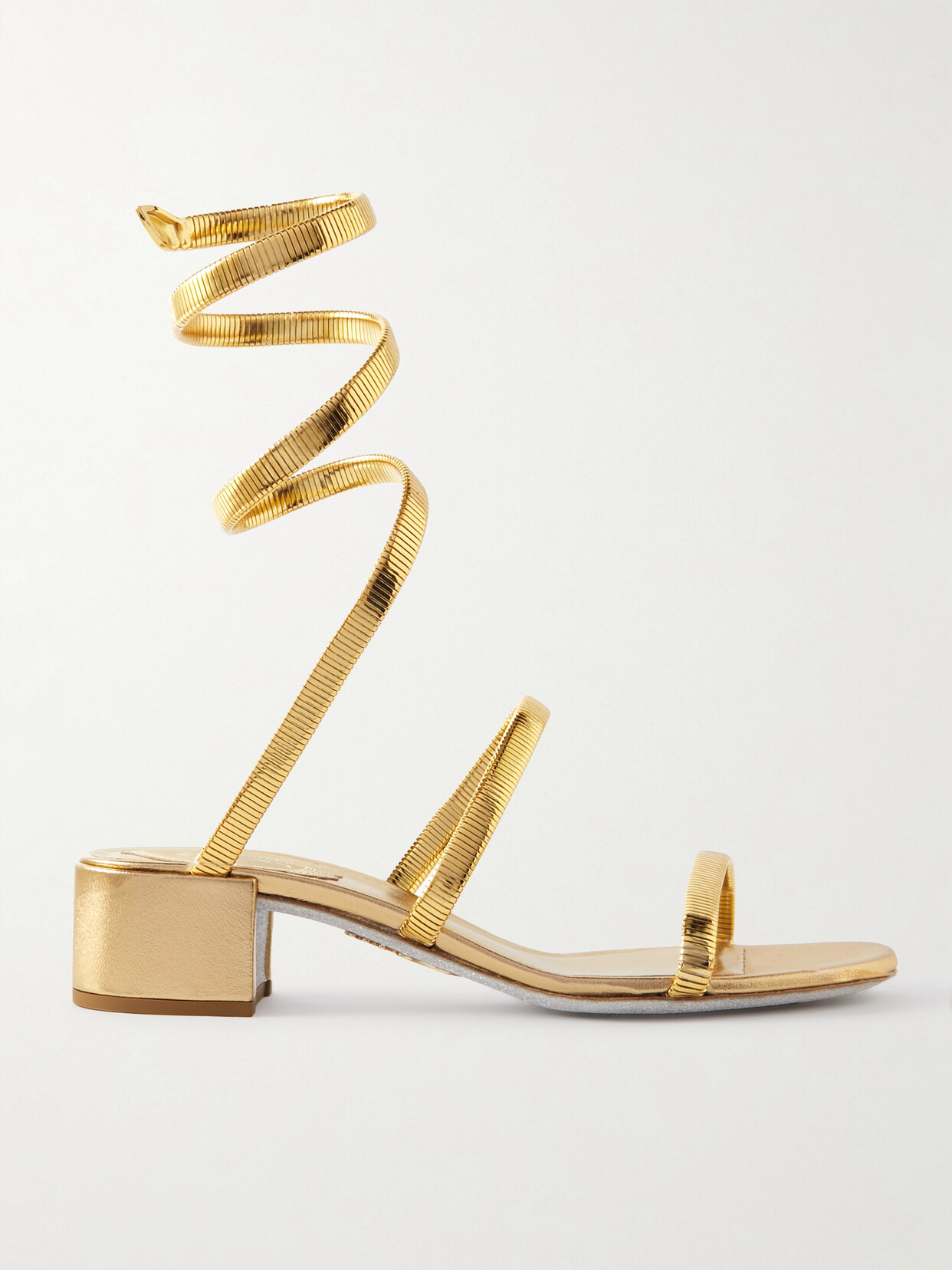 René Caovilla Omega Crystal-embellished Gold-tone Sandals