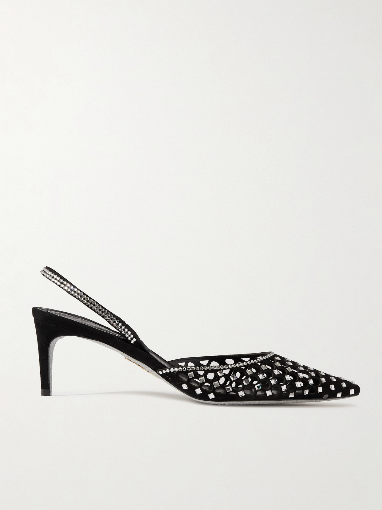 René Caovilla Carrie Crystal-embellished Suede Pumps - Black