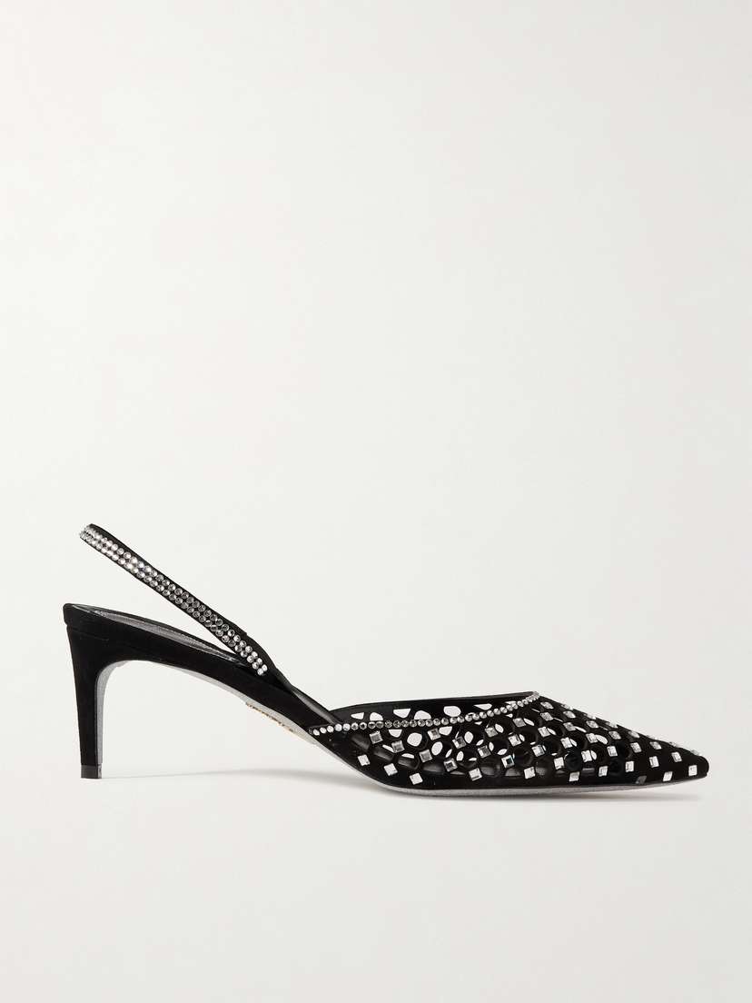 René Caovilla Carrie Crystal-embellished Suede Pumps