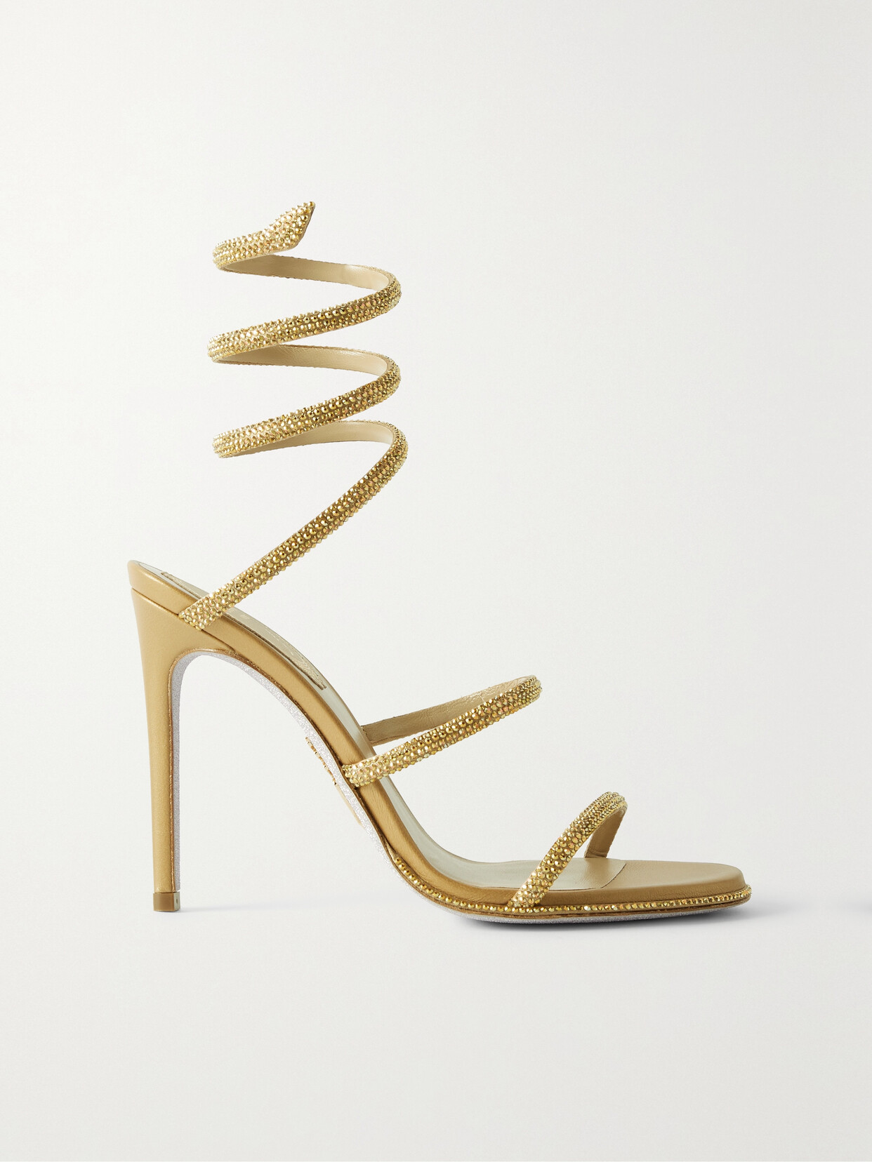 René Caovilla Cleo Crystal-embellished Satin Sandals - Gold