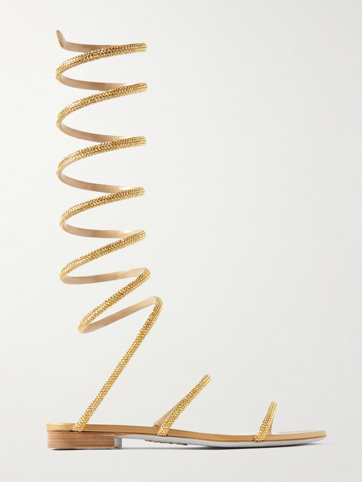 René Caovilla - Supercleo Crystal-embellished Satin Sandals - Gold