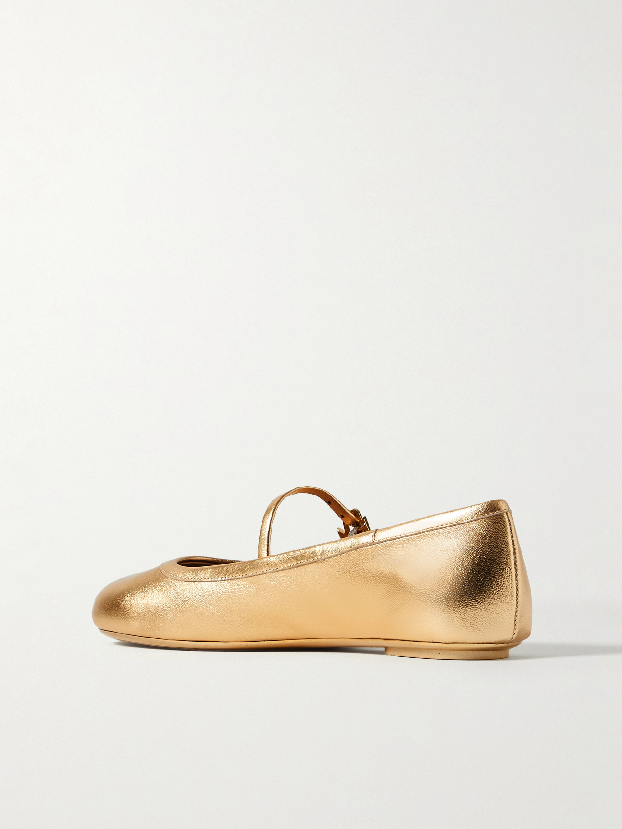 GIANVITO ROSSI Carla metallic leather Mary Jane flats thumbnail