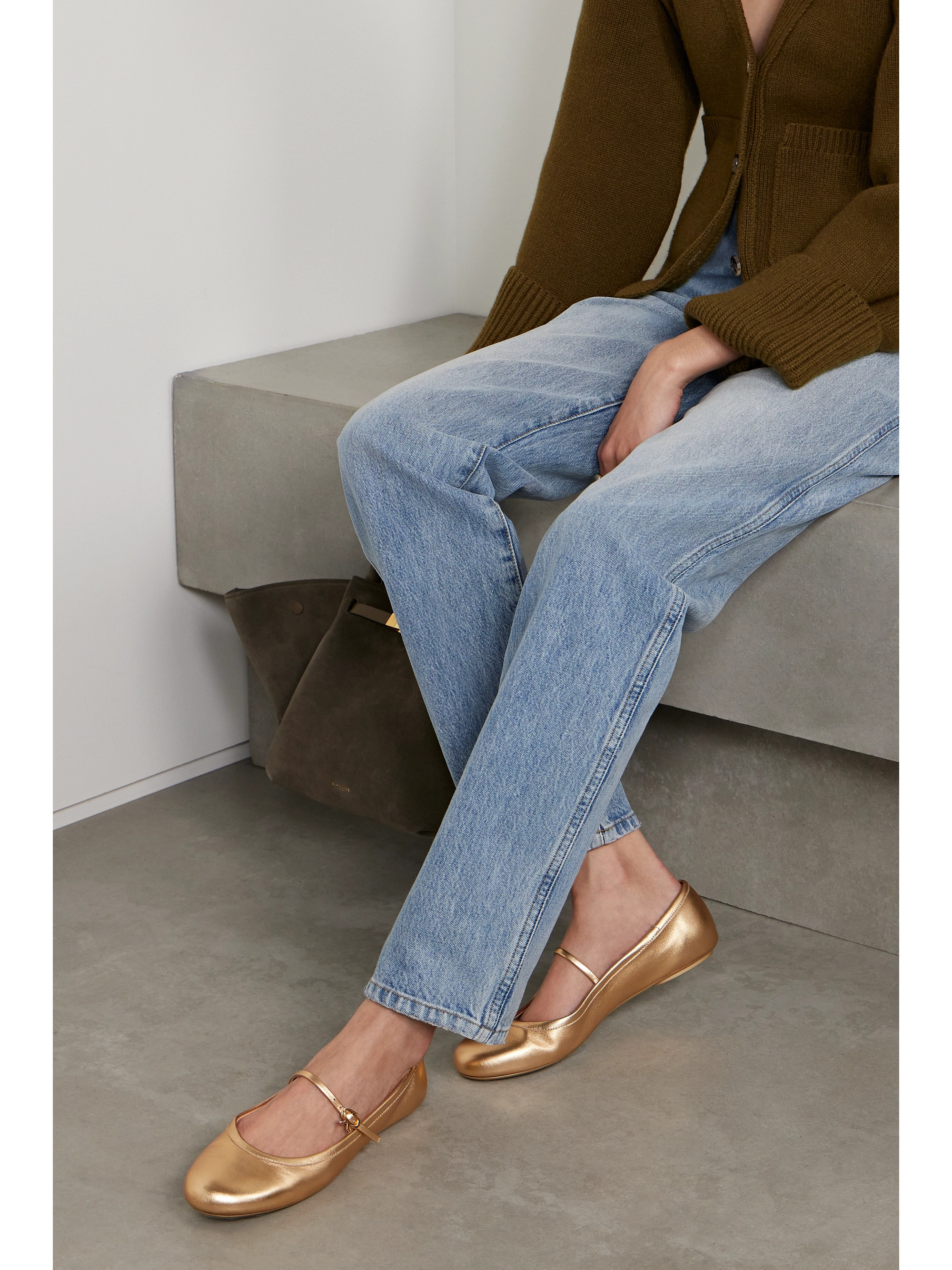 GIANVITO ROSSI Carla metallic leather Mary Jane flats thumbnail