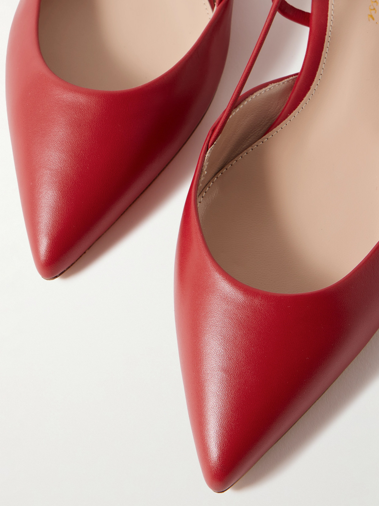 Gianvito Rossi Ascent Leather Point-toe Flats In Red