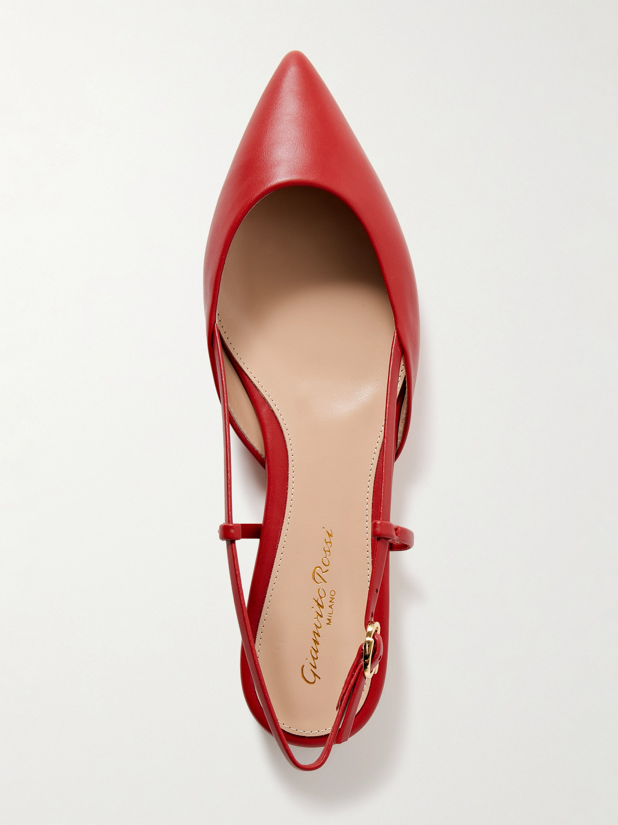 Gianvito Rossi Ascent Leather Point-toe Flats In Red