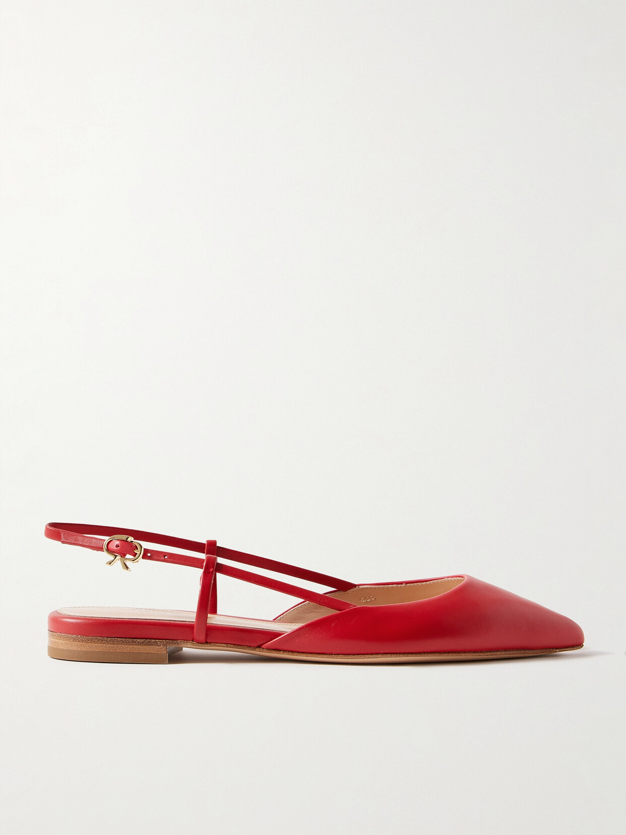 Gianvito Rossi - Ascent Leather Point-toe Flats - Red