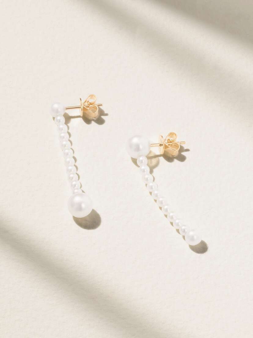 Sophie Bille Brahe Corinne 14-karat Recycled Gold Pearl Earrings