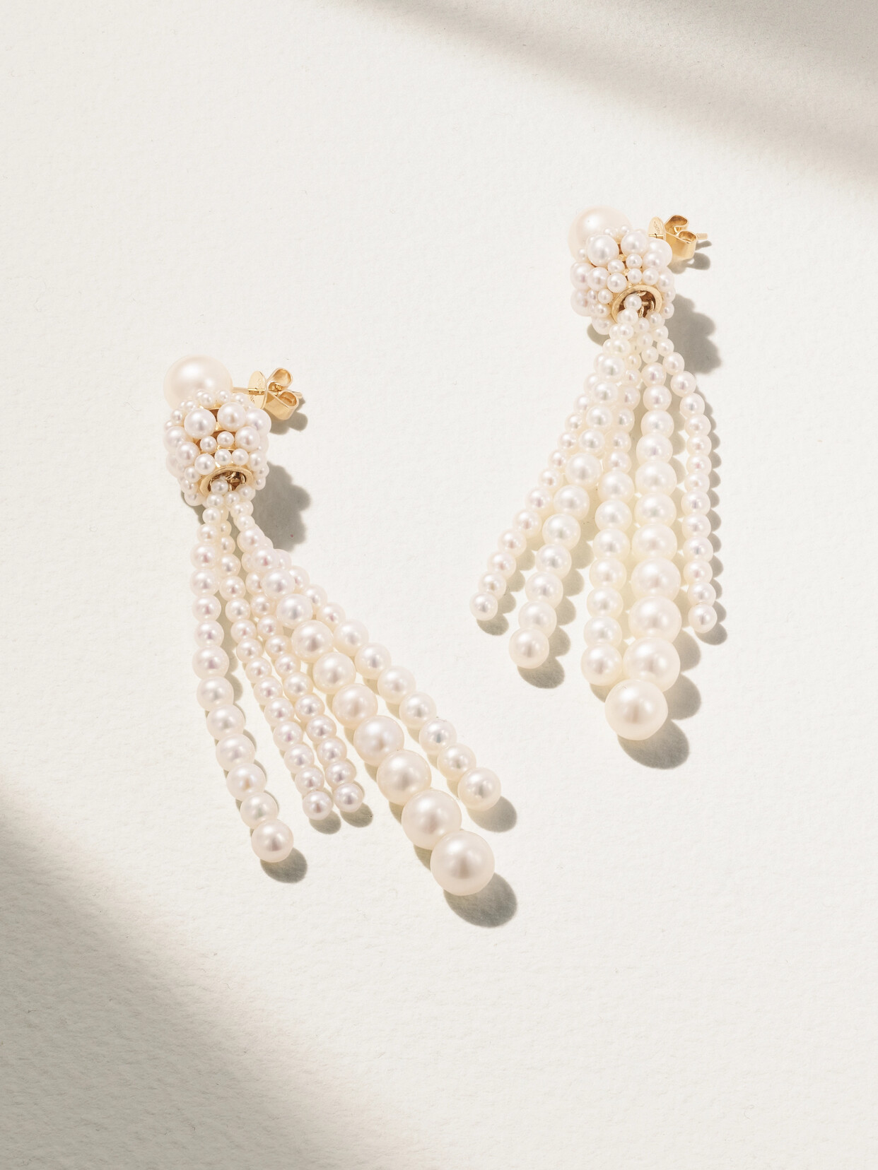 Sophie Bille Brahe Colonna Grande 14-karat Recycled Gold Pearl Earrings