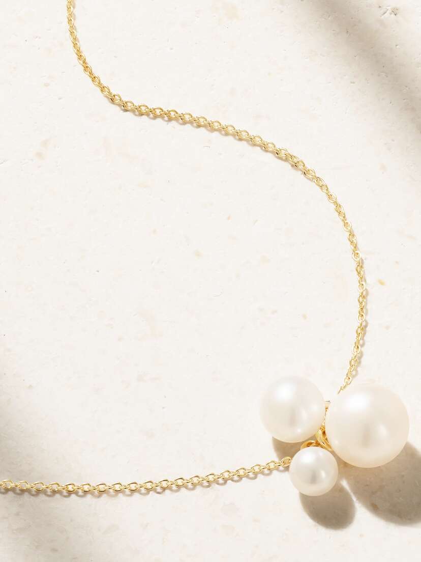 Sophie Bille Brahe Stella 14-karat Recycled Gold Pearl Necklace