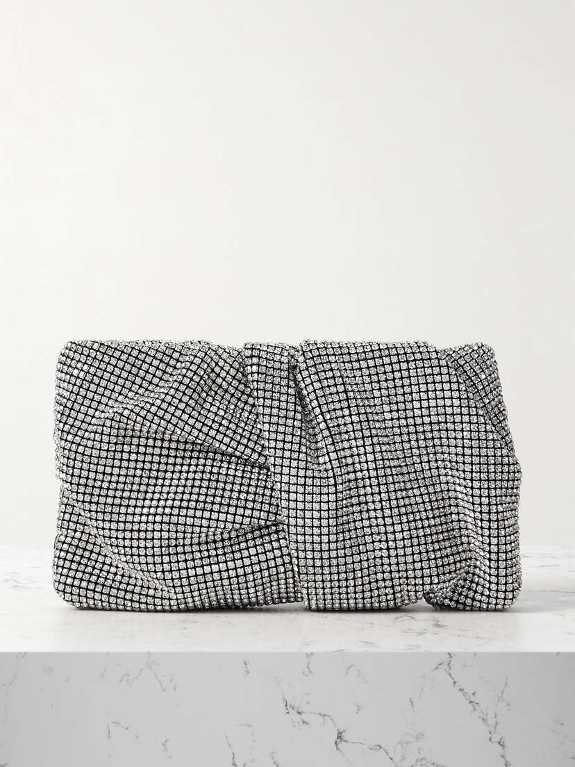 Jimmy Choo Bonny Gathered Crystal-embellished Mesh Clutch