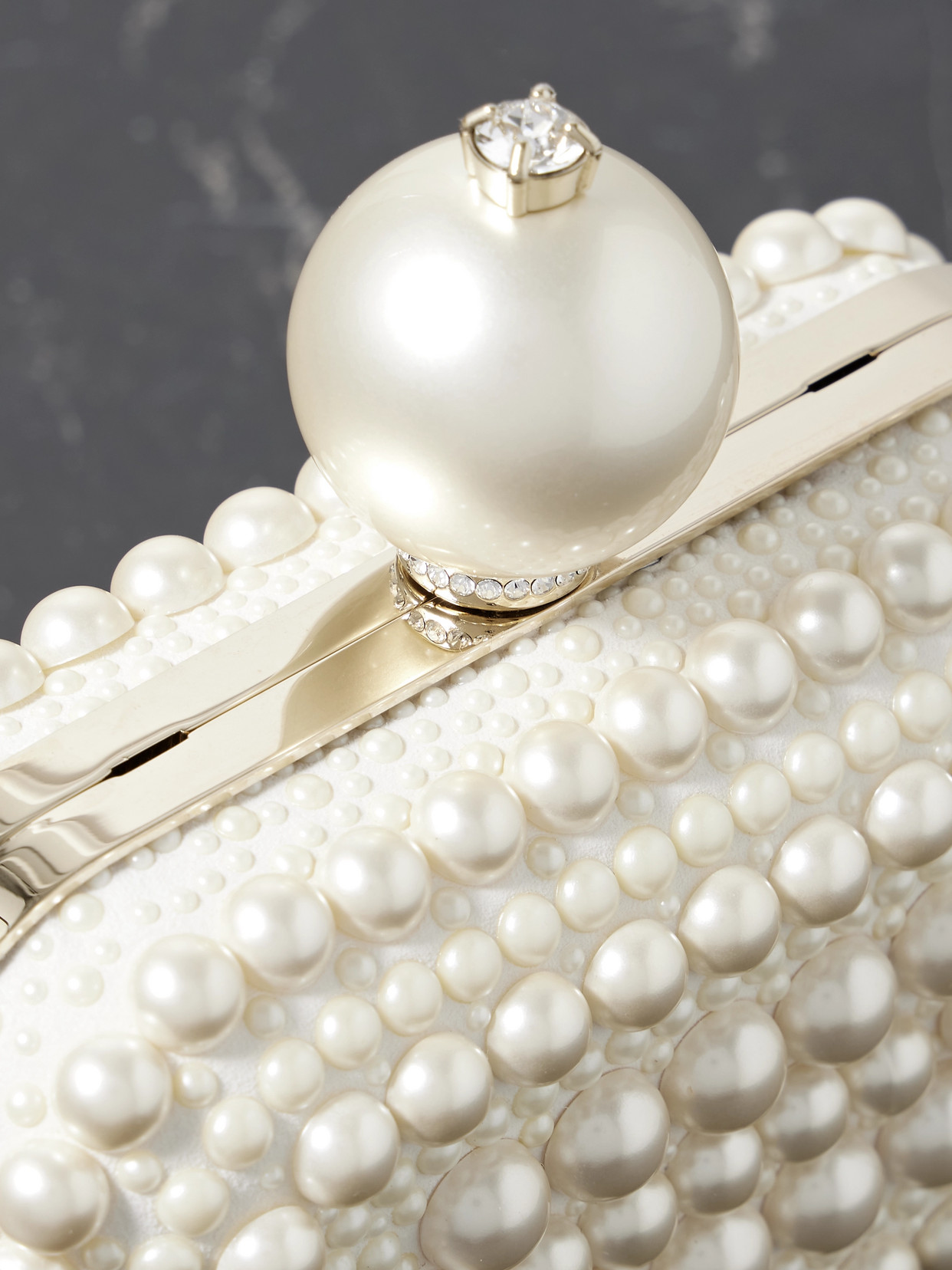 Shop Jimmy Choo Cloud Micro Embellished Satin Clutch In White