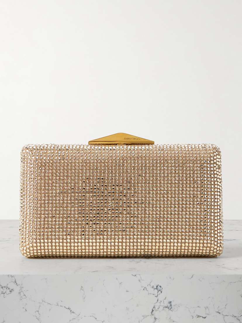 Jimmy Choo Clemmie Crystal-embellished Suede Clutch