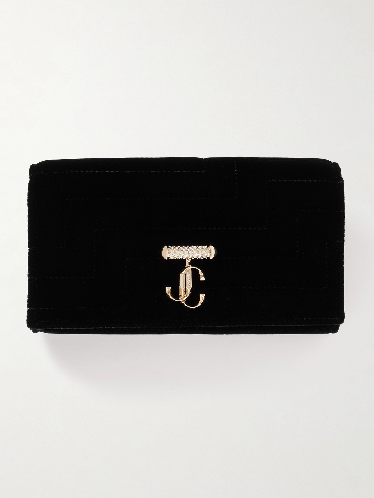 Jimmy Choo - Avenue Crystal-embellished Quilted Velvet Clutch - Black