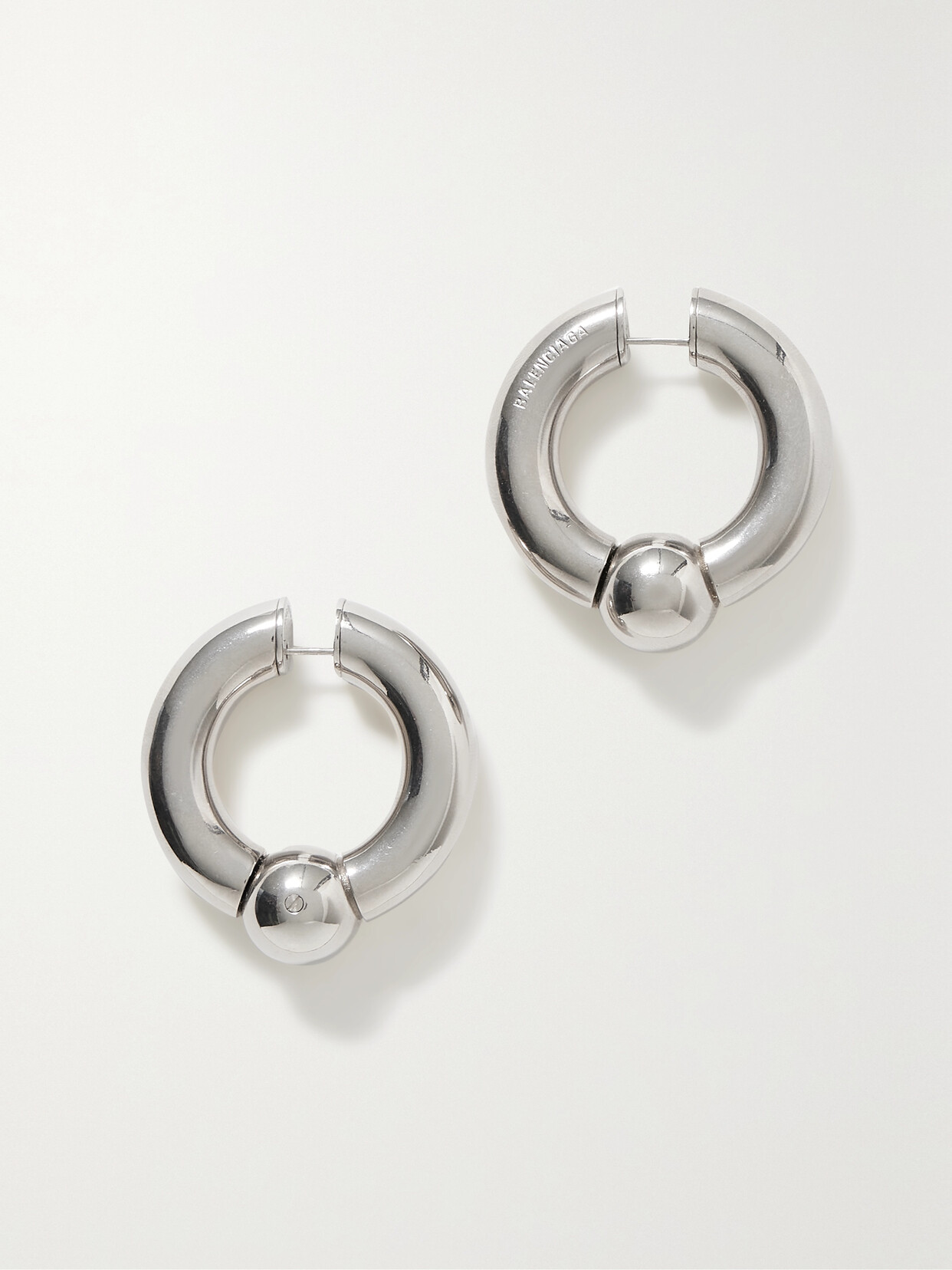 Balenciaga Mega Silver-tone Hoop Earrings