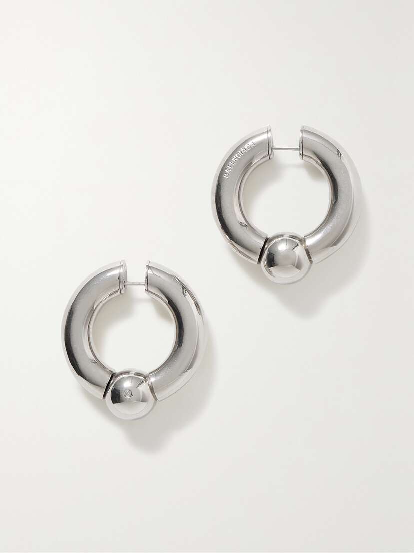 Balenciaga Mega Silver-tone Hoop Earrings
