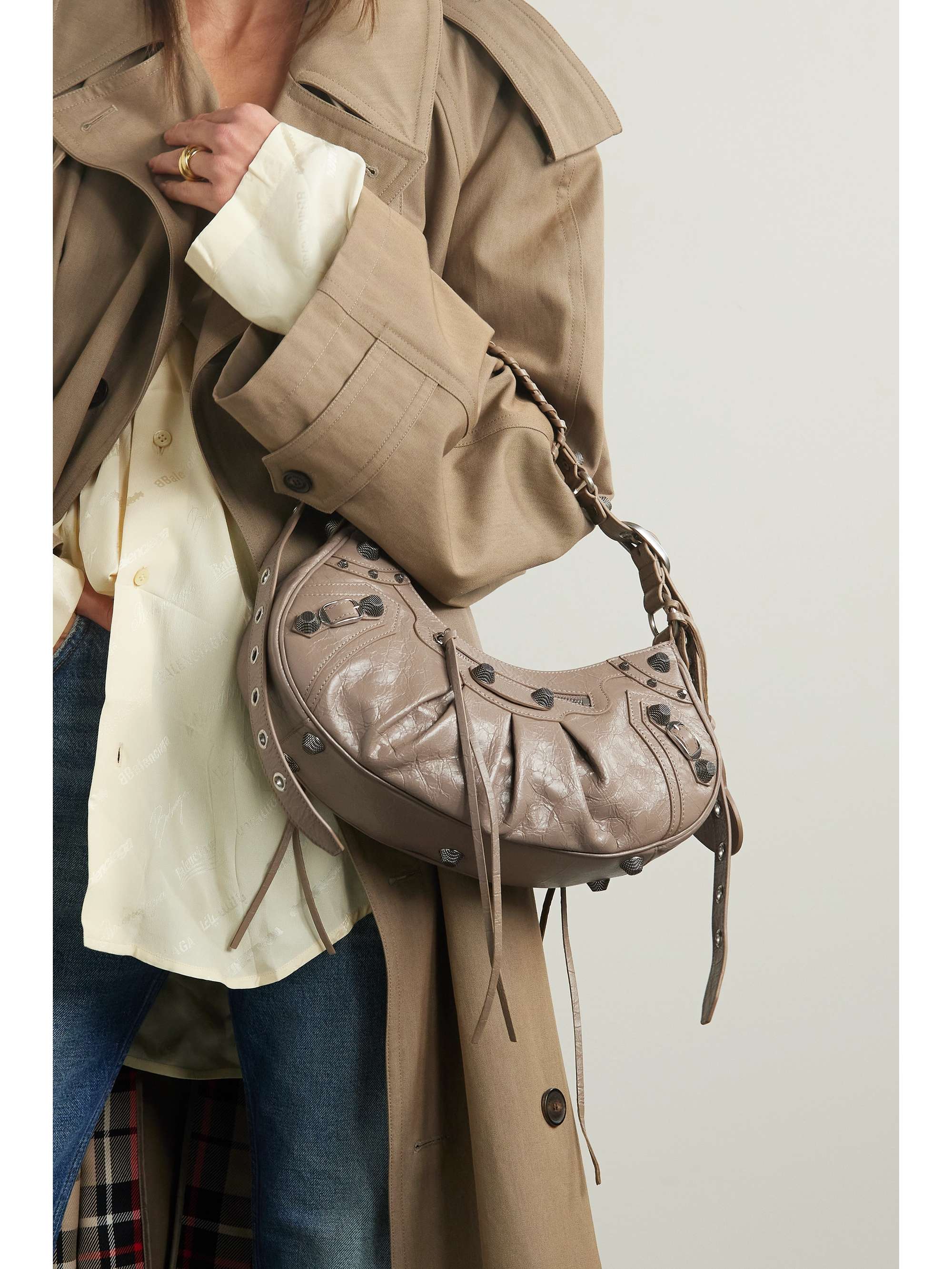 BALENCIAGA Le Cagole small studded textured-leather shoulder bag