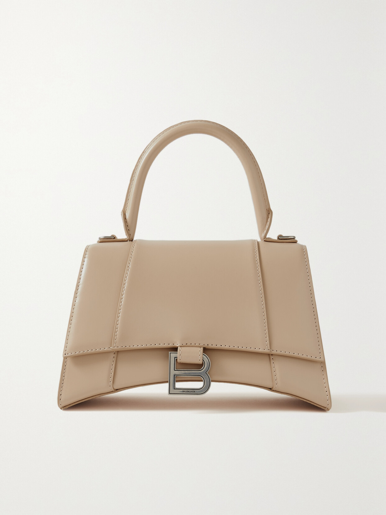 Balenciaga Hourglass Small Leather Tote In Brown