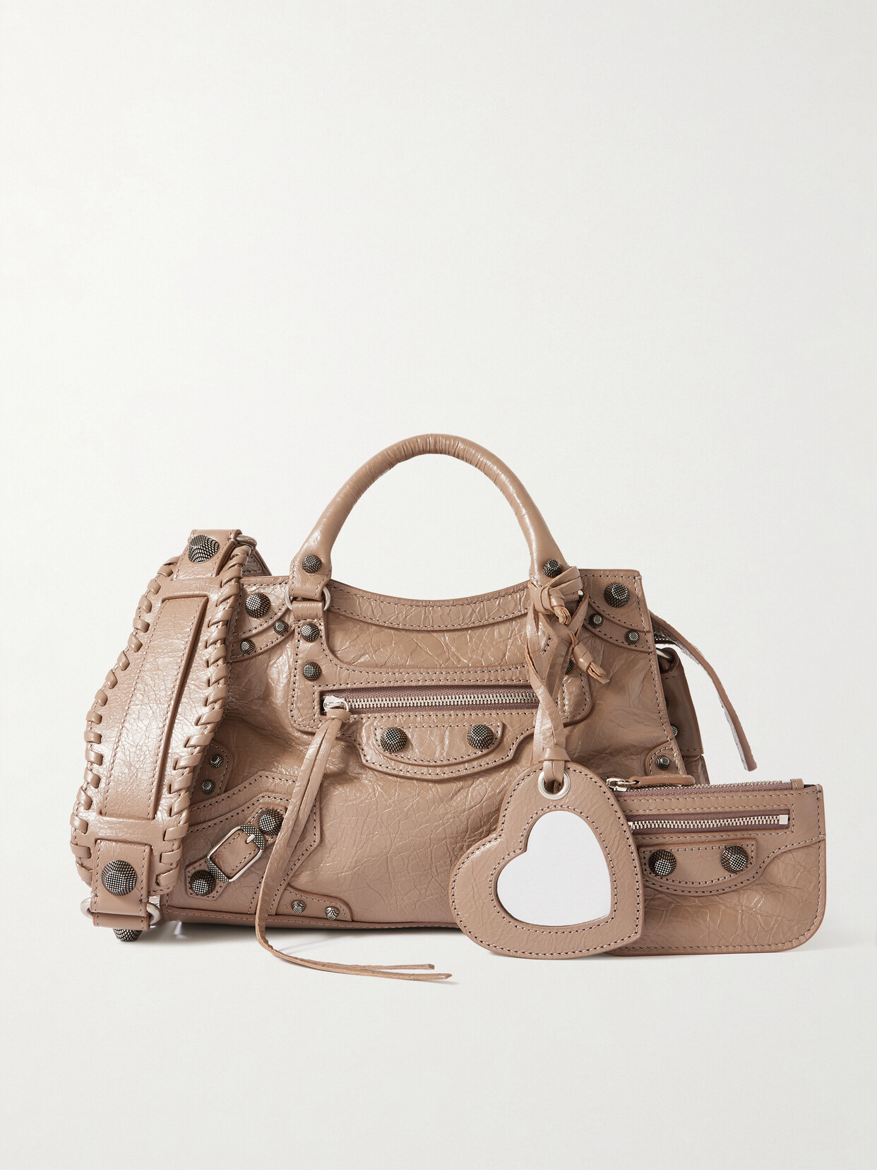 BALENCIAGA NEO CAGOLE XS STUDDED LEATHER TOTE