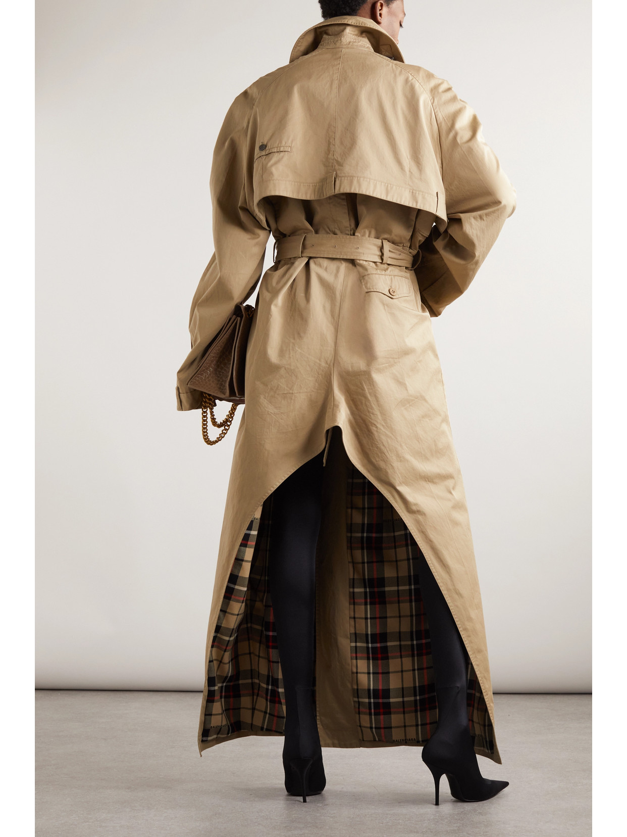 Oversized Asymmetric Cotton-Twill Trench Coat