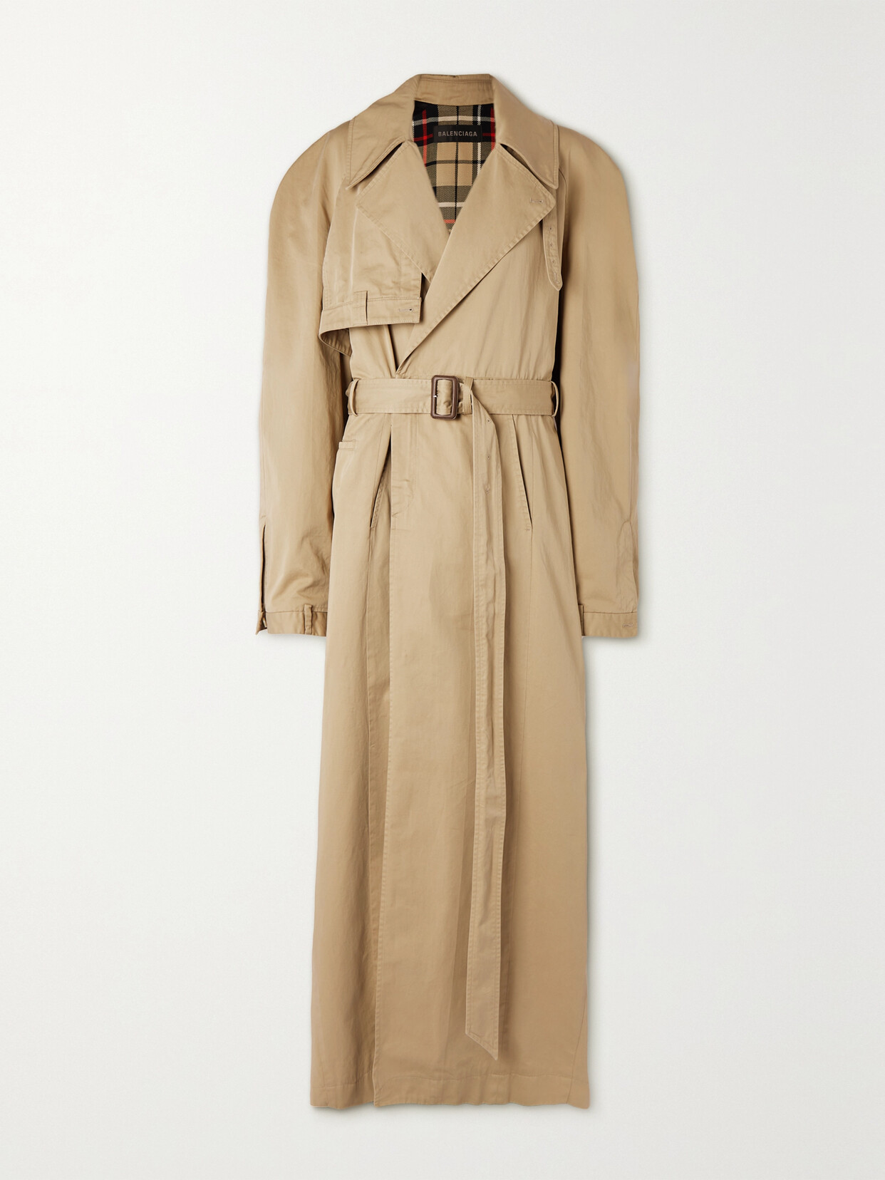 Shop Balenciaga Oversized Asymmetric Cotton-twill Trench Coat In Neutrals