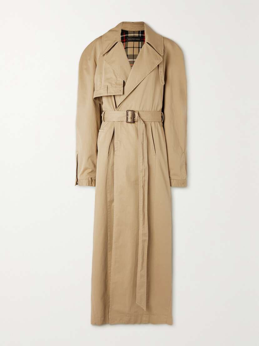 Oversized Asymmetric Cotton-twill Trench Coat