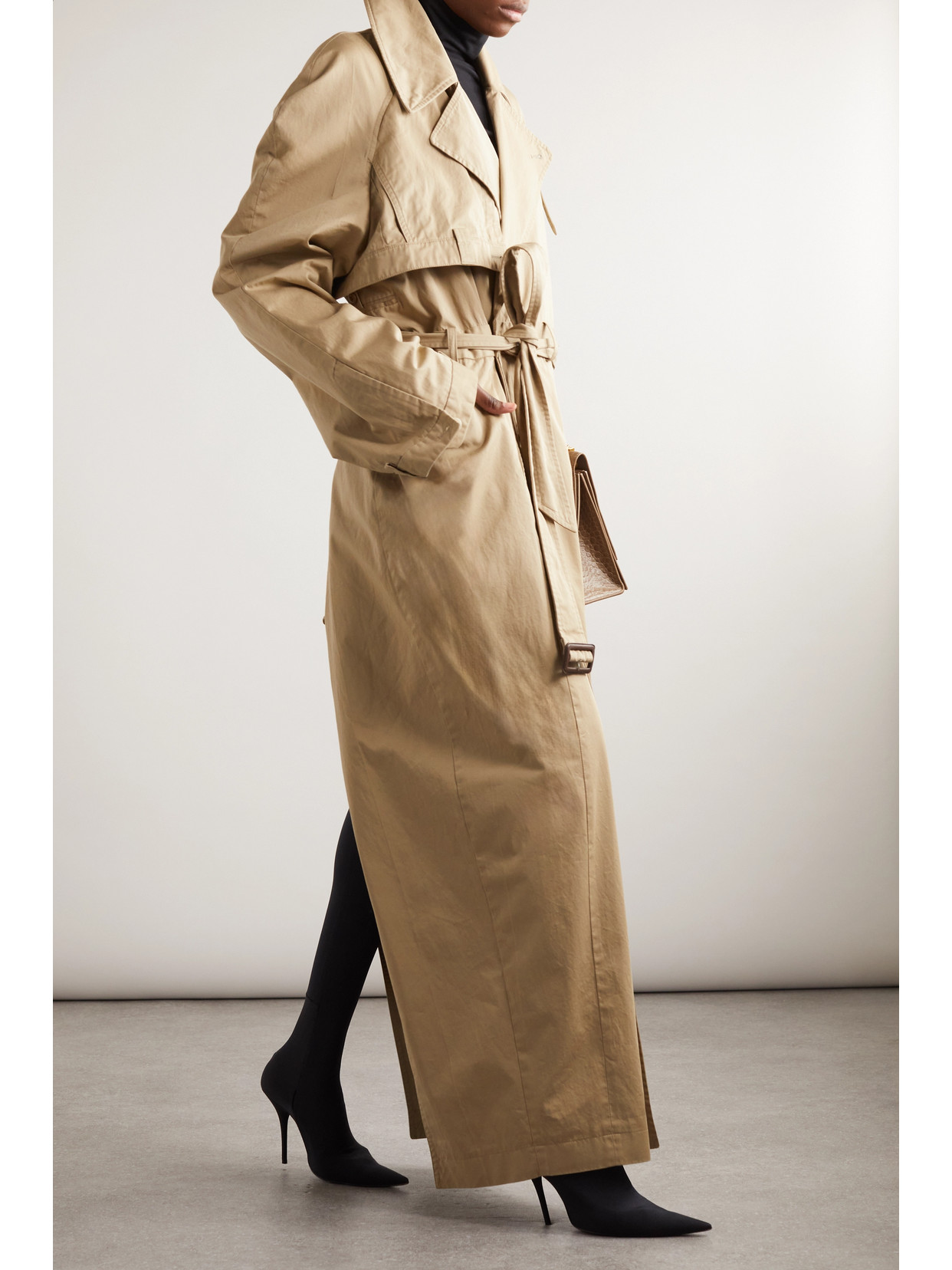 Oversized Asymmetric Cotton-Twill Trench Coat