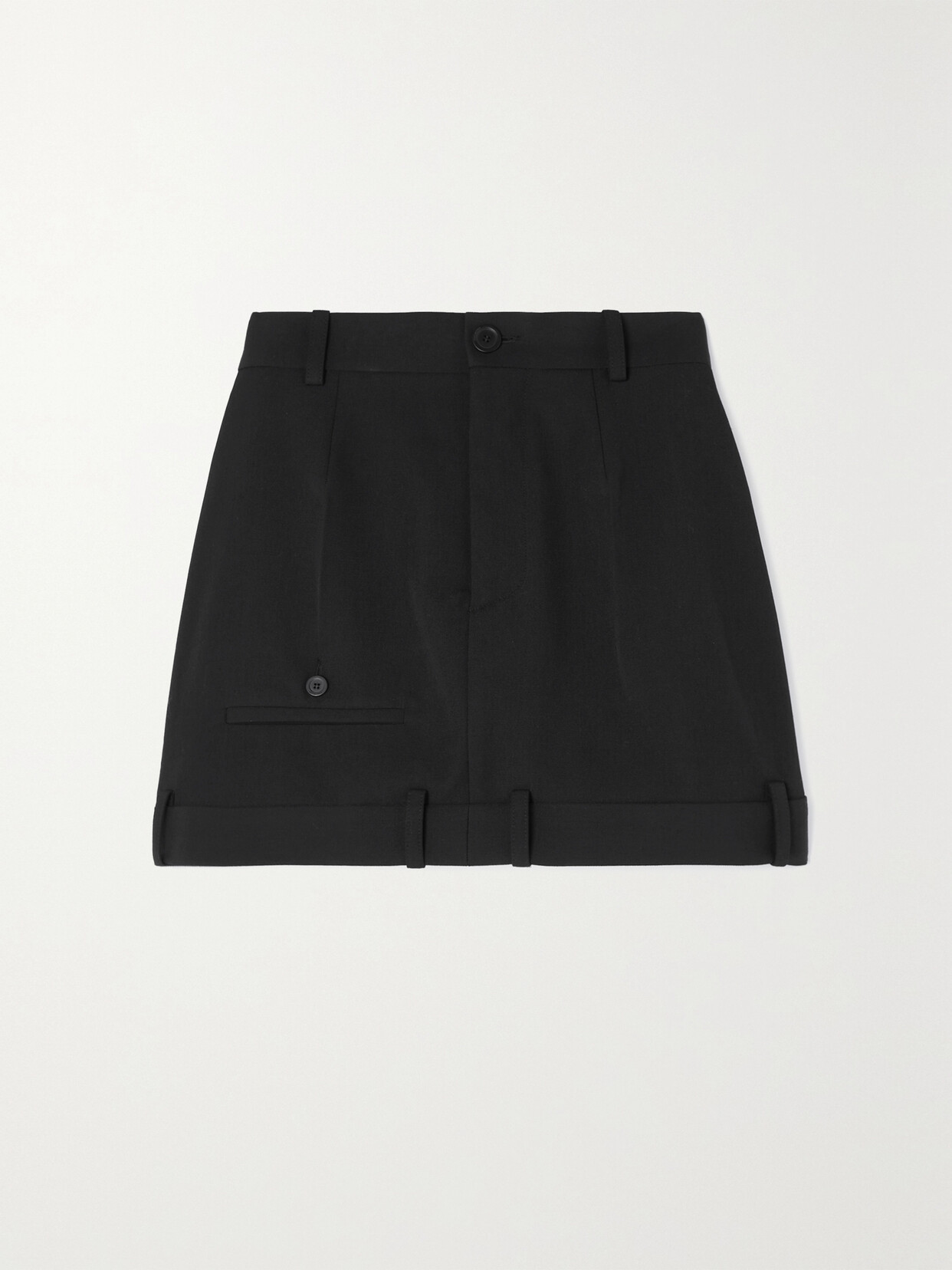 Shop Balenciaga Wool-twill Mini Skirt In Black