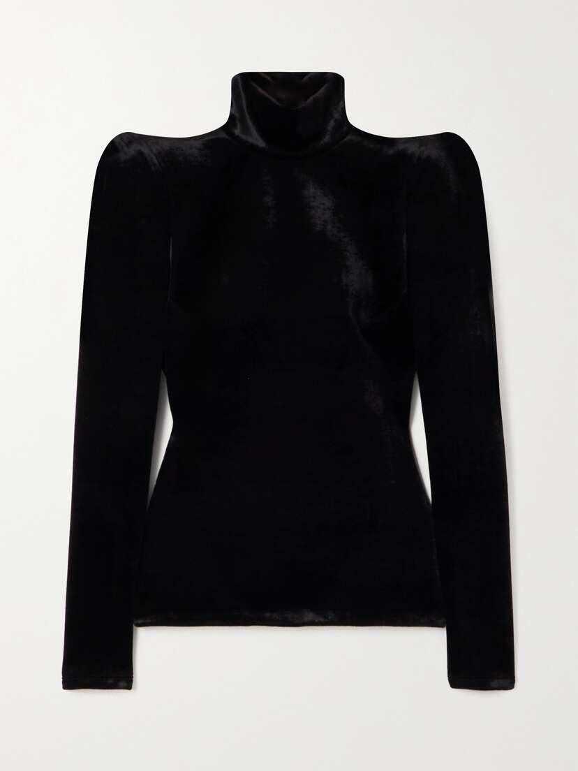 Balenciaga Stretch-velvet Turtleneck Top