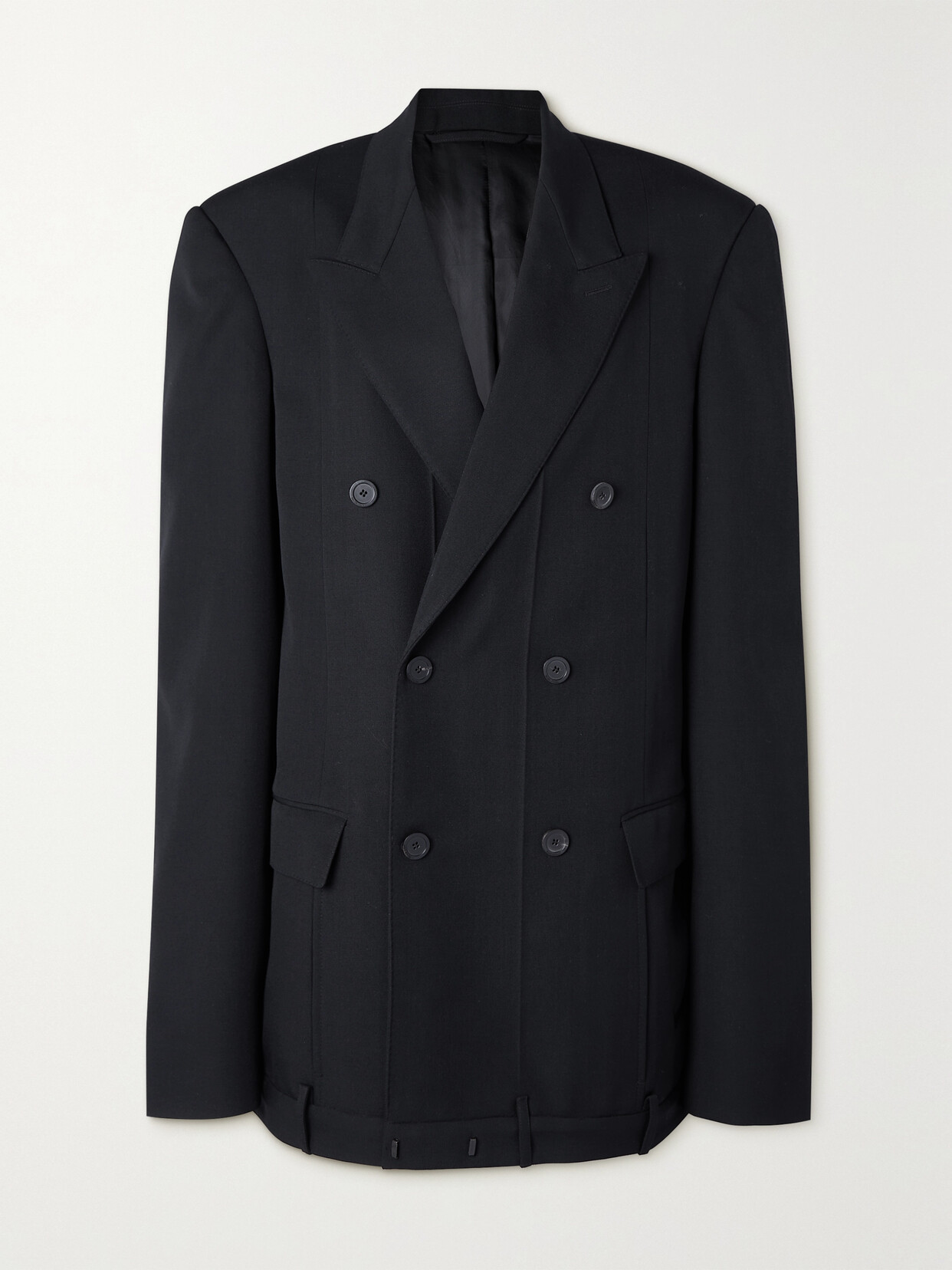 Shop Balenciaga Oversized Double-breasted Wool-twill Blazer In Black