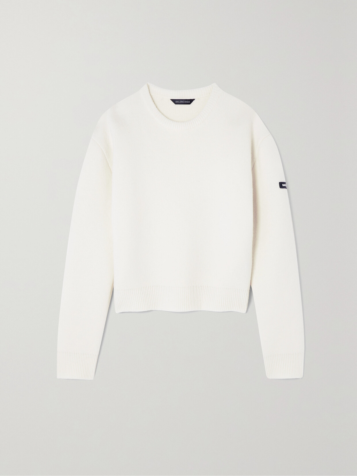 Shop Balenciaga Appliquéd Wool Sweater In White