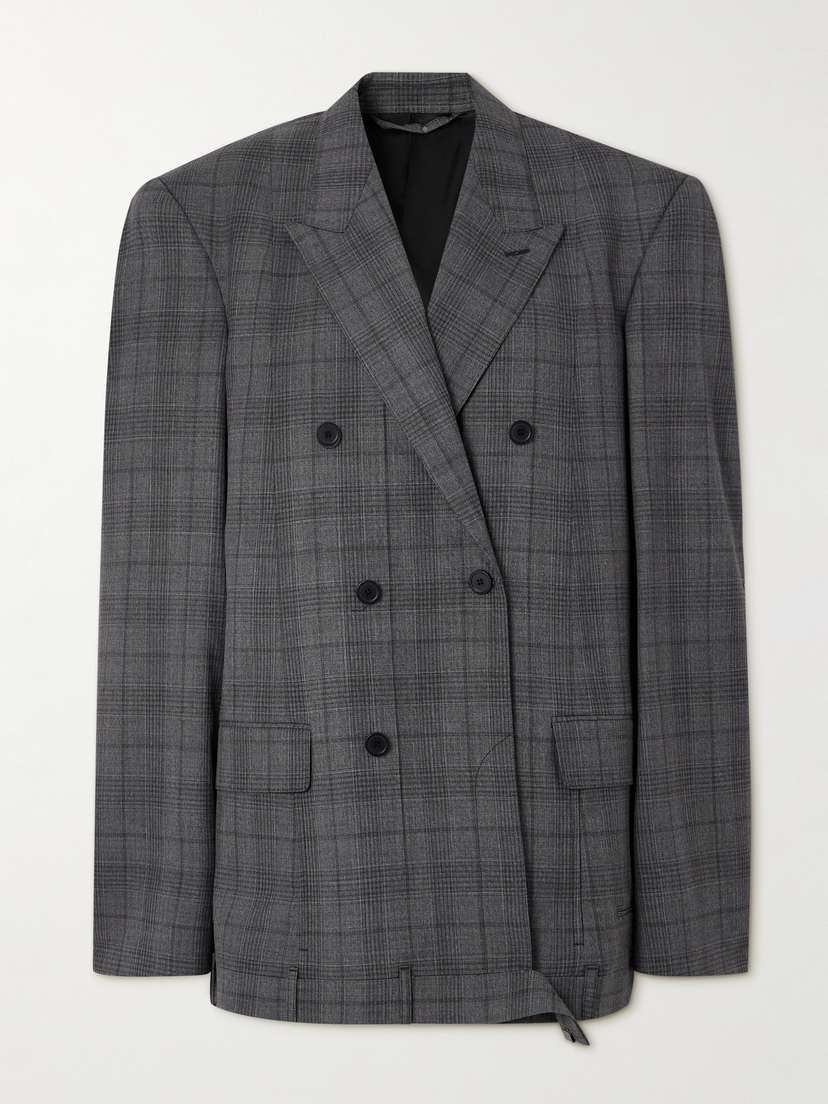Balenciaga Oversized Double-breasted Prince Of Wales Checked Wool Blazer