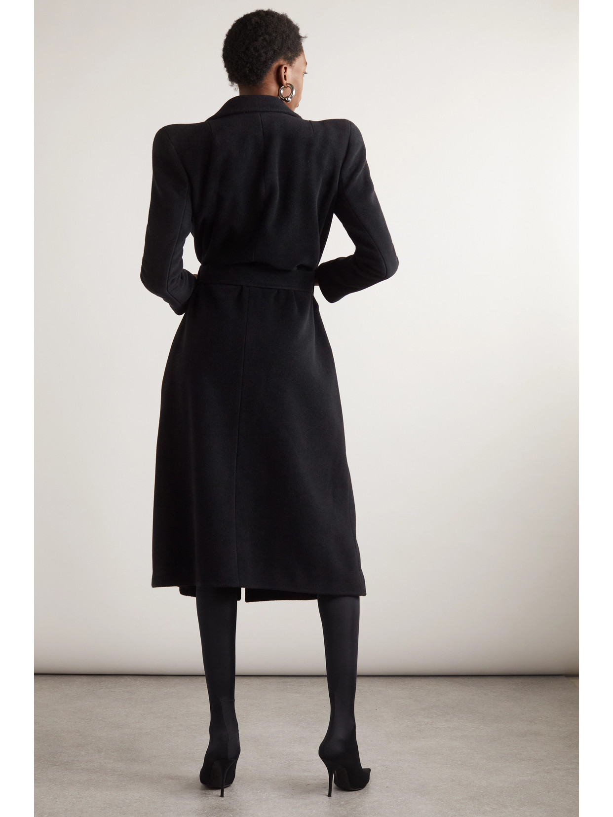 Shop Balenciaga Belted Cashmere-blend Coat In Black