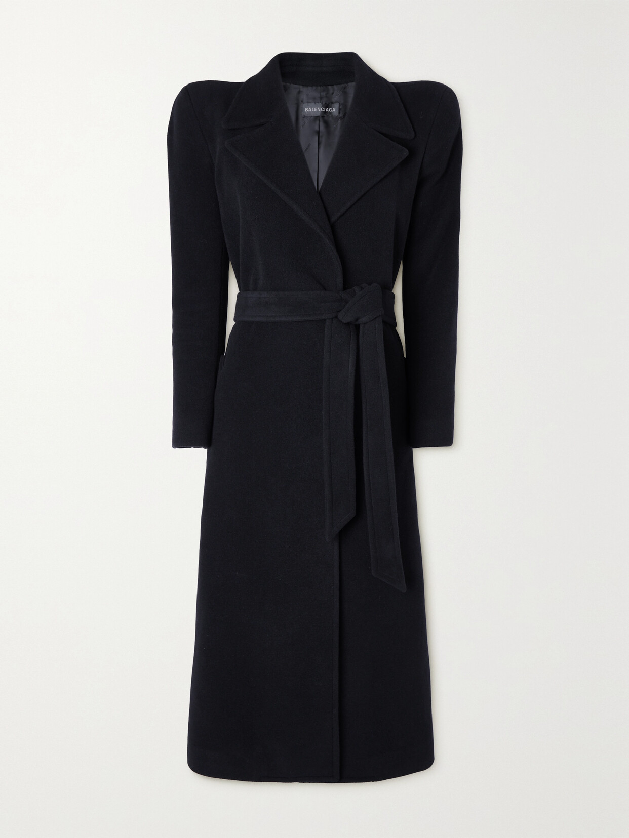 Shop Balenciaga Belted Cashmere-blend Coat In Black