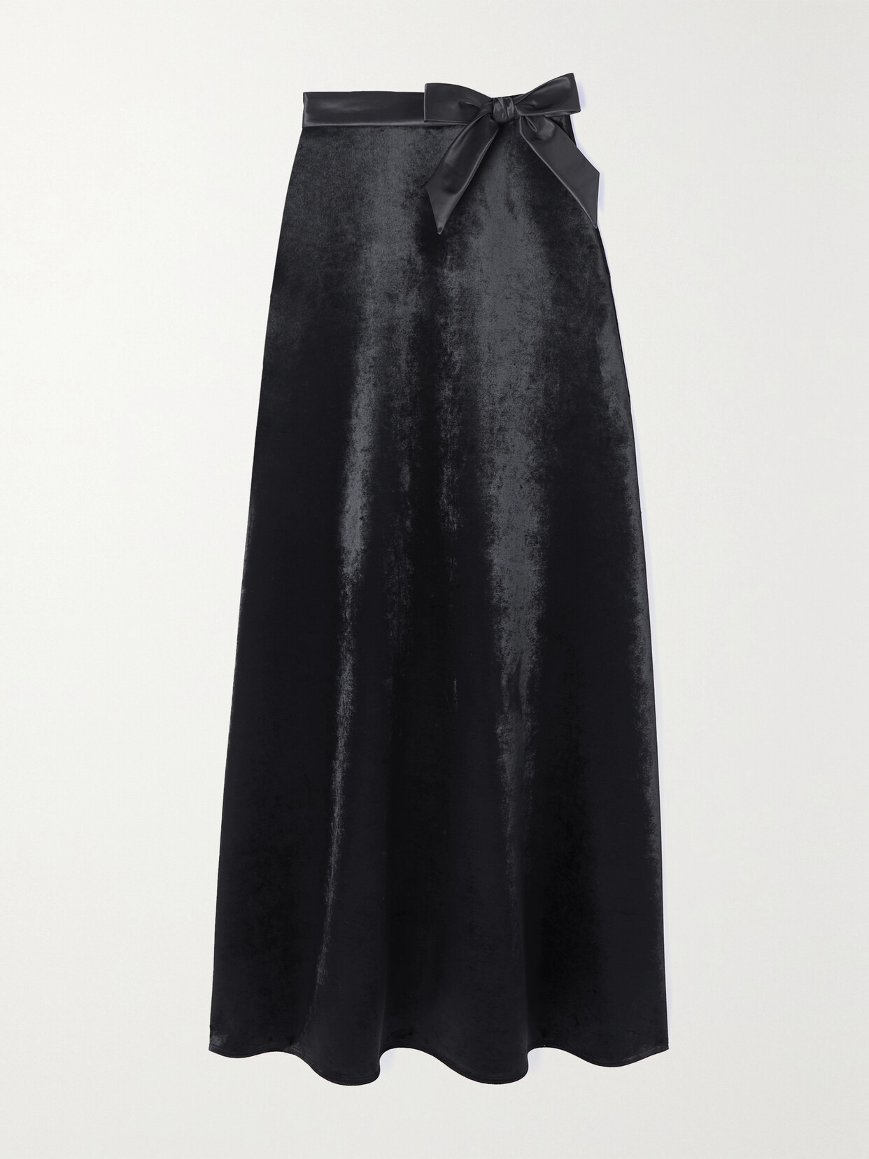 Shop Balenciaga Bow-embellished Stretch-velvet Maxi Skirt In Black