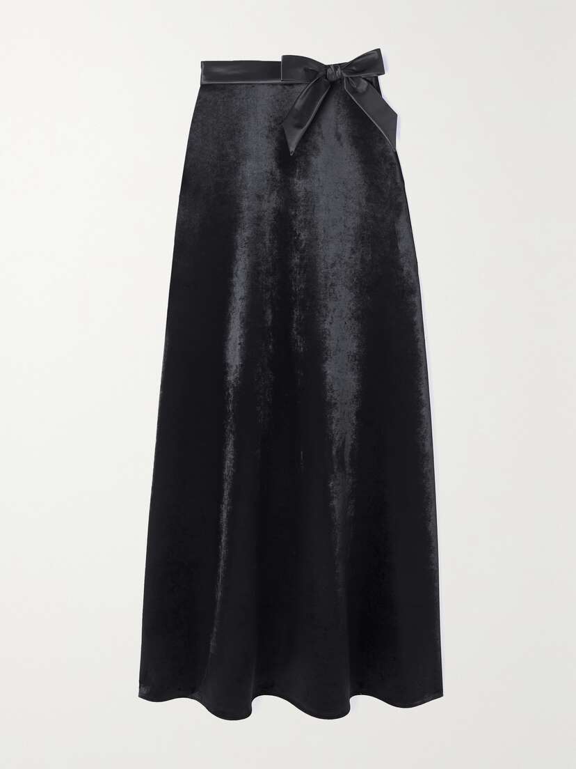 Balenciaga Bow-embellished Stretch-velvet Maxi Skirt