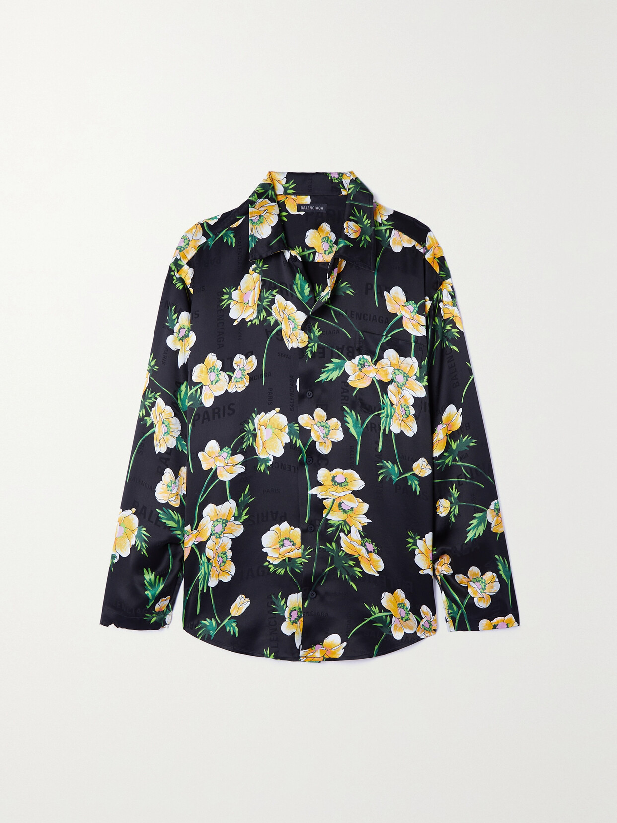 Balenciaga Floral-print Silk-jacquard Shirt - Black