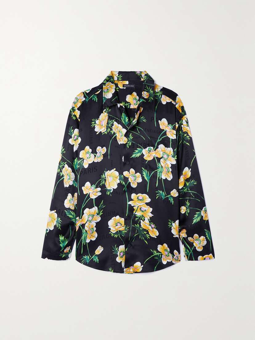 Balenciaga Floral-print Silk-jacquard Shirt