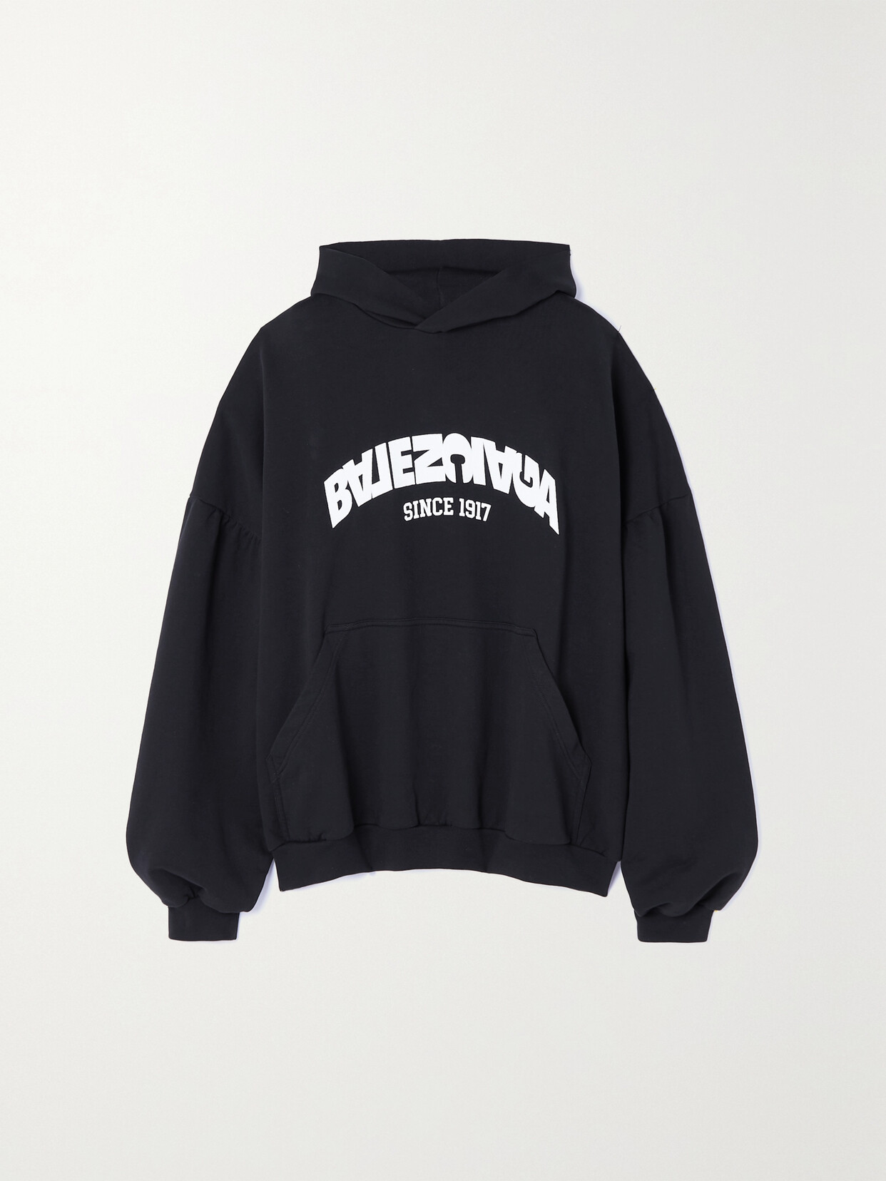 Balenciaga Oversized Printed Cotton-jersey Hoodie - Black