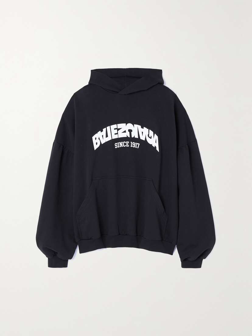 Balenciaga Oversized Printed Cotton-jersey Hoodie