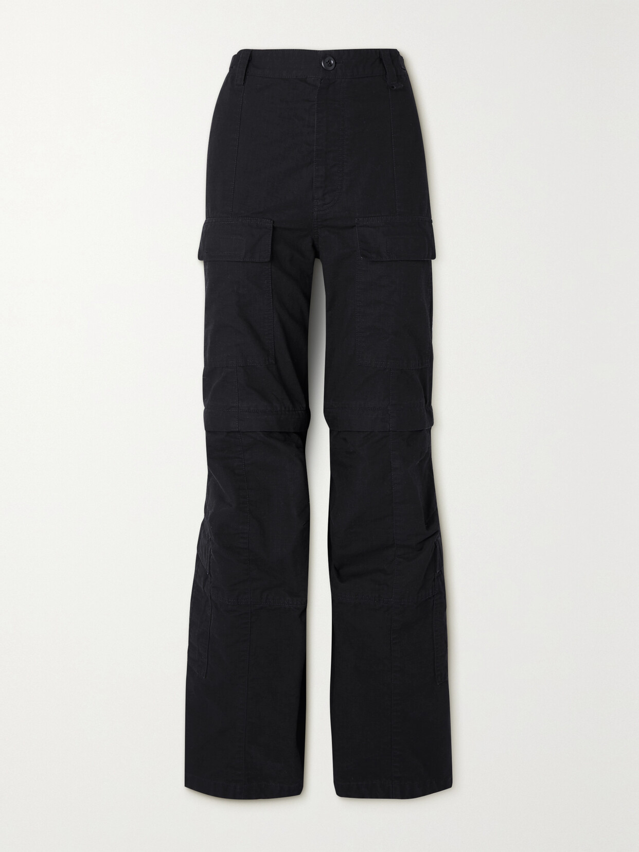 Balenciaga Paneled Cotton-ripstop Cargo Pants In Black