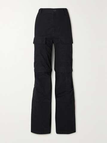 BALENCIAGA Convertible Distressed Cotton-Ripstop Cargo Trousers for Men