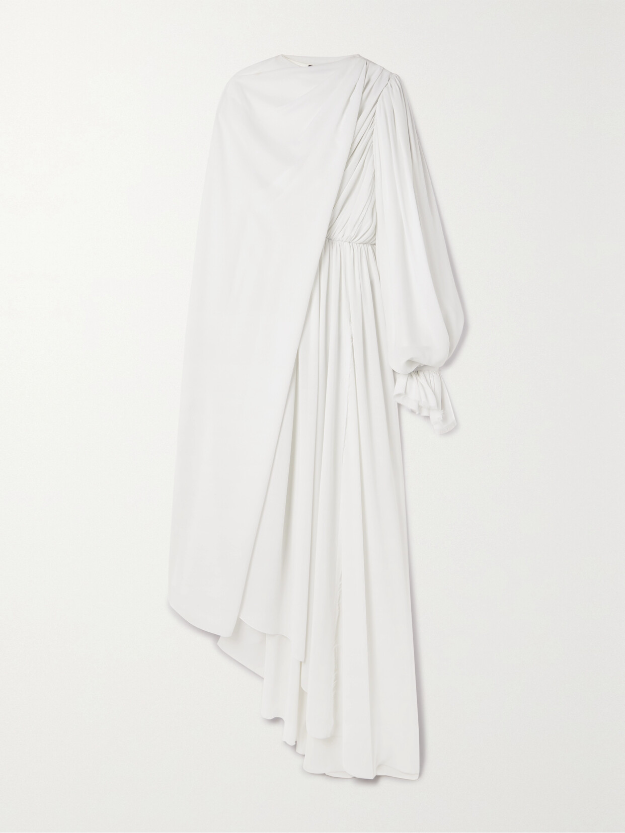 Balenciaga - Asymmetric Draped Cape-effect Pleated Crepe Dress - White