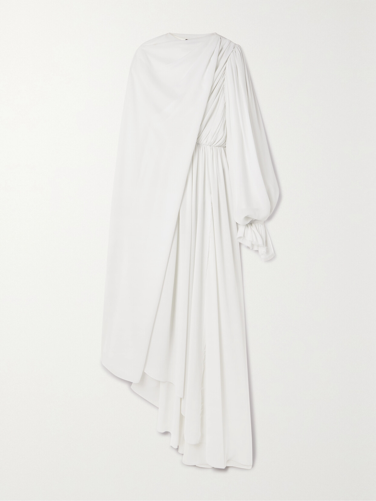 Balenciaga Asymmetric Draped Cape-effect Pleated Crepe Dress In White